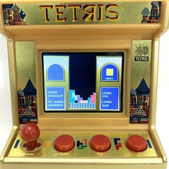 TETRIS GOLD Mini Arcade Game Classic Arcade Electronic Video Handheld Game WORKS - Picture 9 of 11